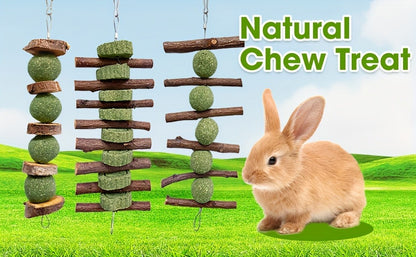 Grass Cake Chew Toys 3pcs – Natural Woven Hay Cake Teeth Grinding Strings for Hamsters, Rabbits & Small Pets