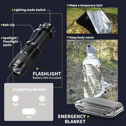 Tactical Knife Set 28-in-1 Survival Equipment – Men's Outdoor Tool Kit for Camping, Hunting, Fishing & Hiking | Perfect Father's Day Gift