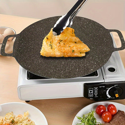Korean BBQ Grill Pan Cast Iron 3-Piece Set, Non-Stick Portable Fry Pan for Indoor & Outdoor Use, Even Heat