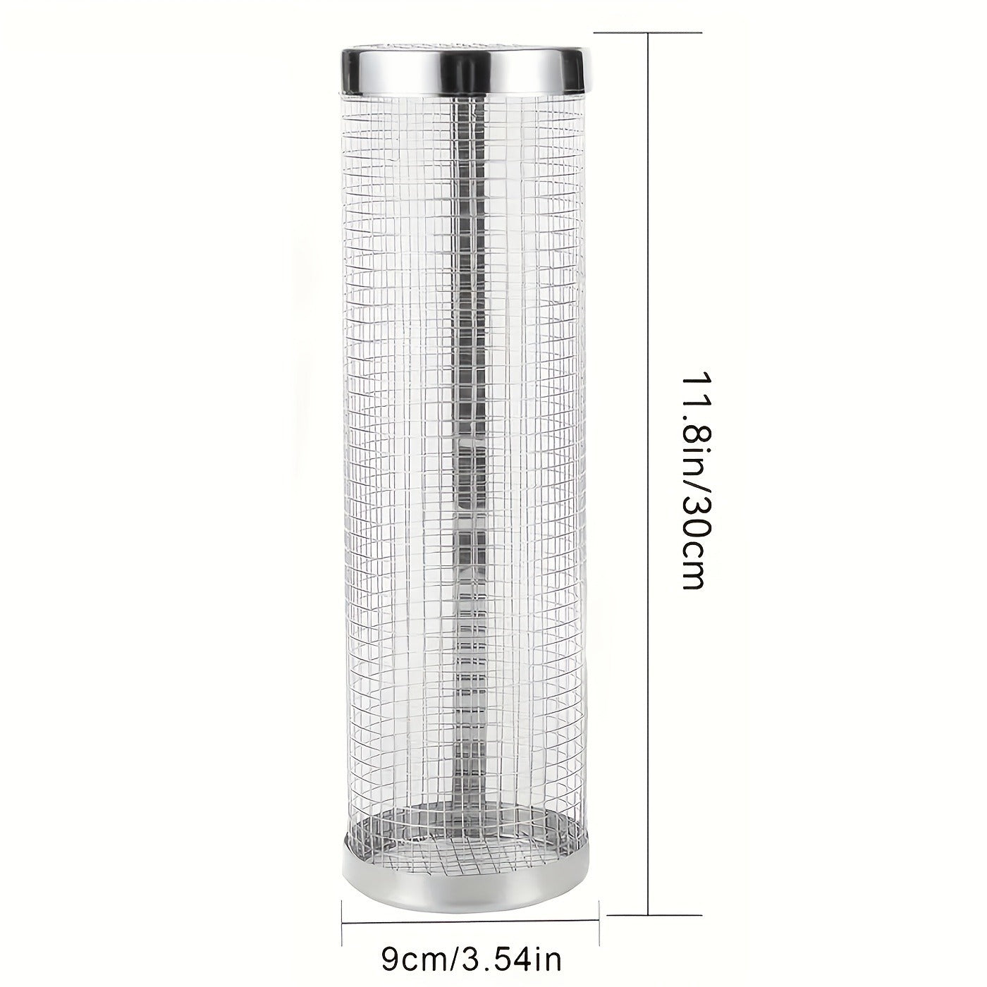 Rolling Grill Basket Stainless Steel 2-Pack, Cylinder BBQ Basket with Hook & Fork for Vegetables