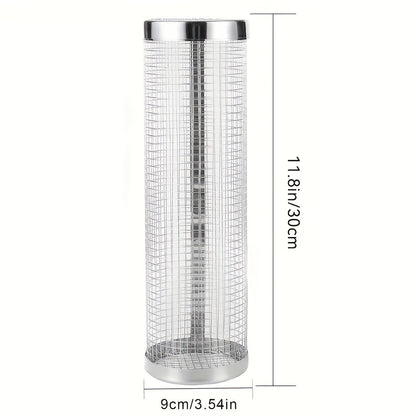 Rolling Grill Basket Stainless Steel 2-Pack, Cylinder BBQ Basket with Hook & Fork for Vegetables
