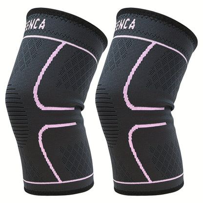 Compression Knee Sleeve 2 Pack for Men Women Breathable Non-Slip Silicone Strip Knee Support High Elasticity Running Exercise High Intensity