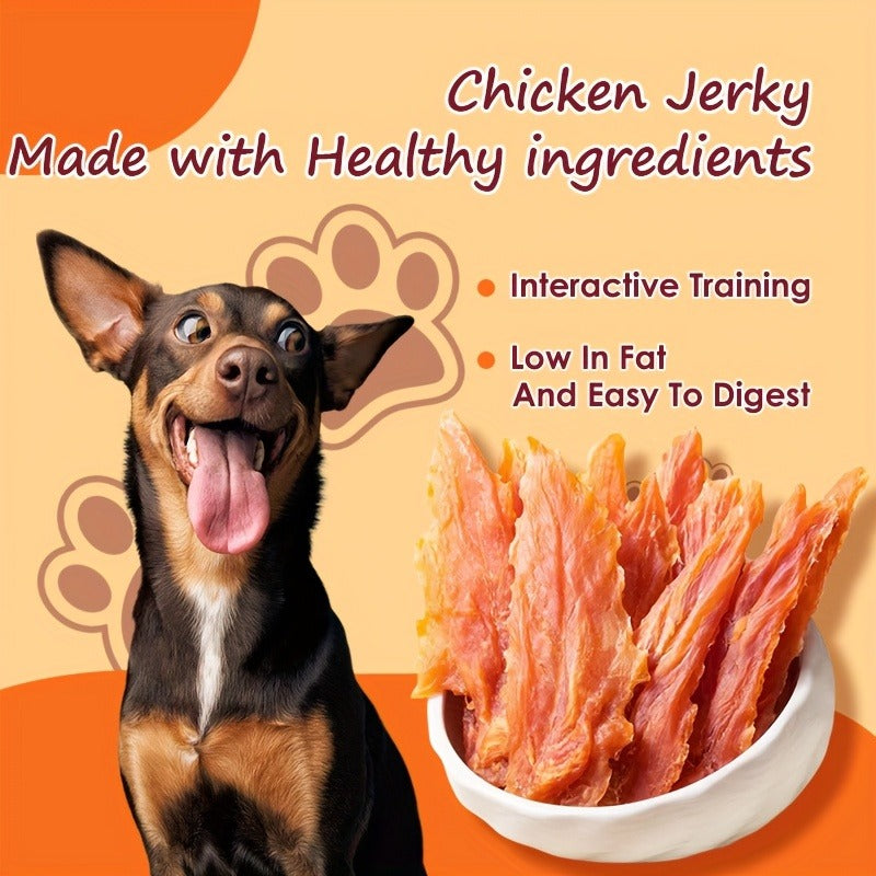 Chicken Jerky Treats for Dogs and Cats – High Protein Chicken Breast Slices, Grain-Free Dental Chews & Training Rewards for Puppies Kittens