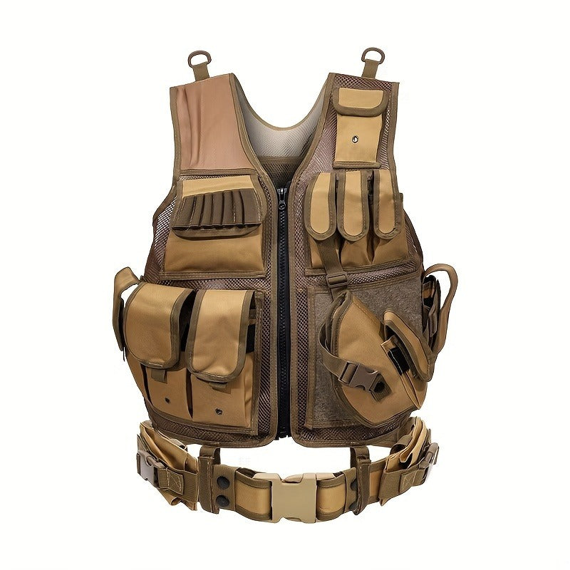 Tactical Fishing Vest with Quick Release – Lightweight Breathable Multi-Pocket Outdoor Vest for Men Camping Hiking Hunting Training