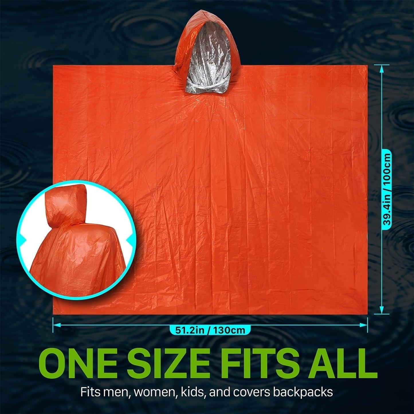 Emergency Rain Poncho 4 Pack & 14 Pack – Retains 90% Body Heat, Reusable Waterproof Raincoat for Men Women Adults