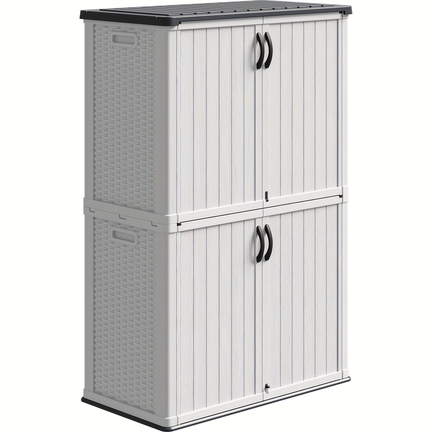 Resin Outdoor Storage Cabinet and Shelf Options in White or Beige with 4 x 2 Ft Shed Sizes