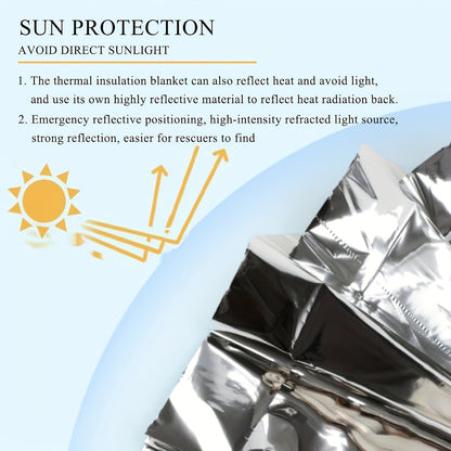 Emergency Mylar Thermal Blanket 52"x82" Reflective Foil Survival Blanket for Camping Hiking Outdoor First Aid Kit Weather Protection Ground