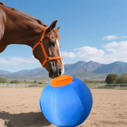 Horse Training Ball 21.7" Anti-Burst Silicone Grazing Ball with Cover & Hanging Belt for Horses Goats Dogs