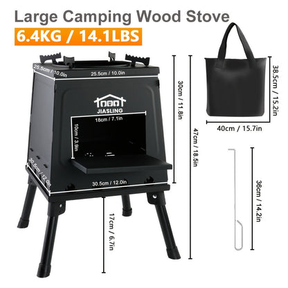 Camping Wood Stove Portable Wood Burning Stove – Outdoor BBQ Rocket Stove for Hiking Picnic Survival Cooking