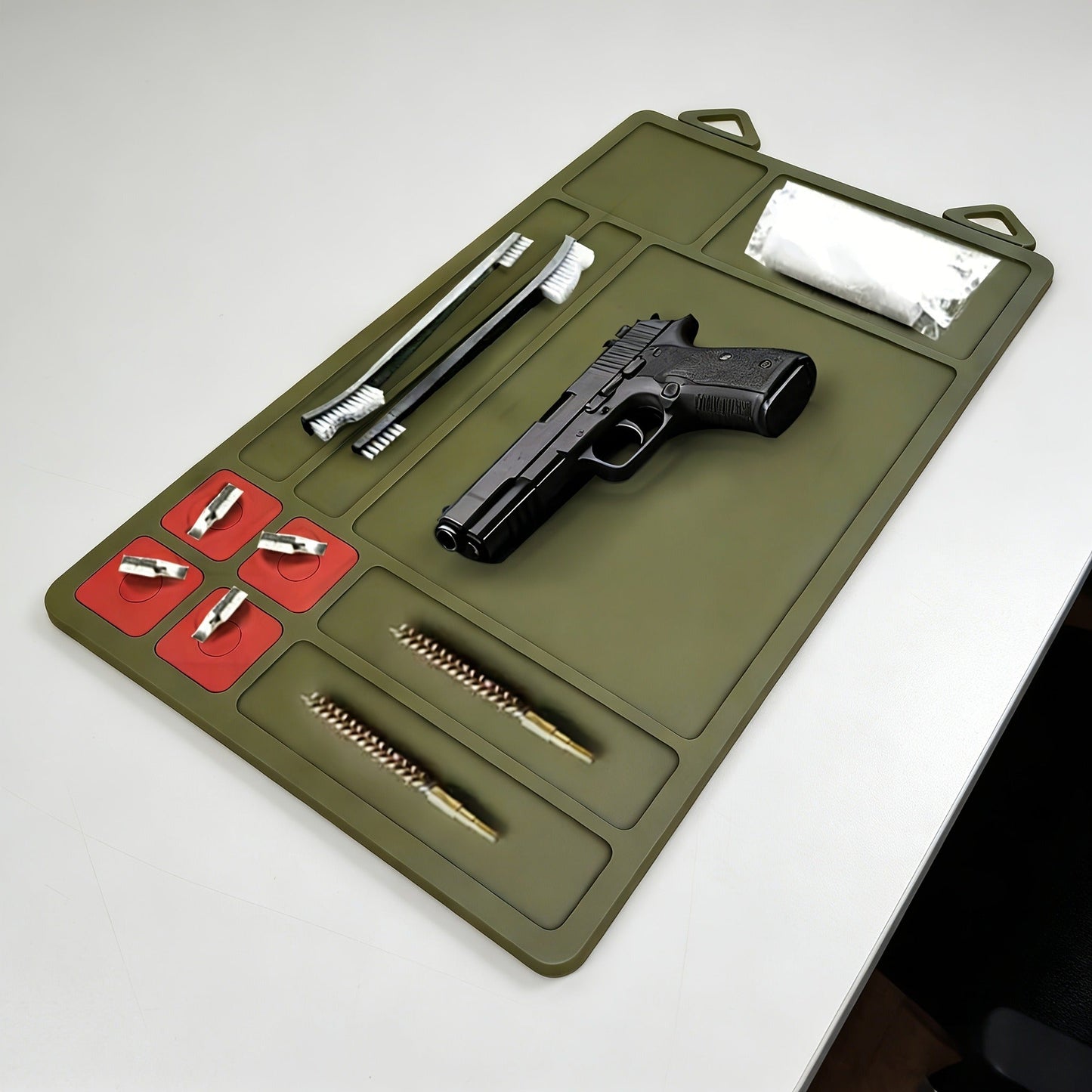 Gun Cleaning Mat with Magnetic Parts Tray – Heavy Duty Non-Slip Rubber Solvent-Resistant Pad for Pistol Rifle Handgun Maintenance