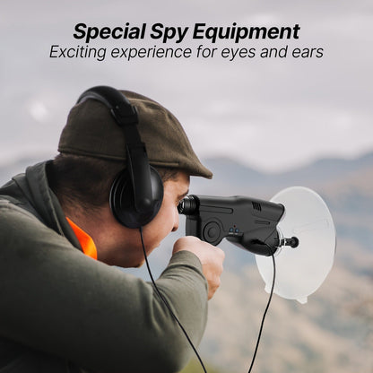 Bionic Ear Sound Amplifier with 8x Monocular Telescope, Long-Range Digital Audio Listening Device with Headphones for Bird Watching Nature