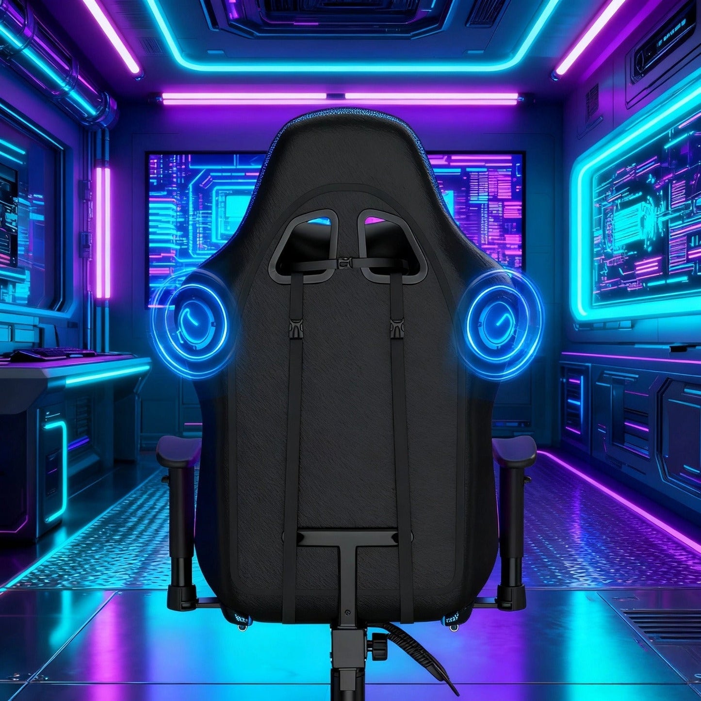 Gaming Chair with 7-Point Vibration Massage, Bluetooth Speakers, RGB Lighting, Footrest and 400lb Rating