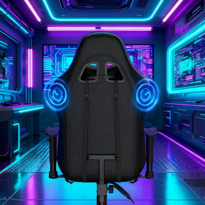 Gaming Chair with 7-Point Vibration Massage, Bluetooth Speakers, RGB Lighting, Footrest and 400lb Rating