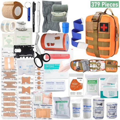 157PCS MOLLE Survival Kit – Outdoor First Aid Emergency Gear for Camping Hiking Adventure Travel Car Home Office School