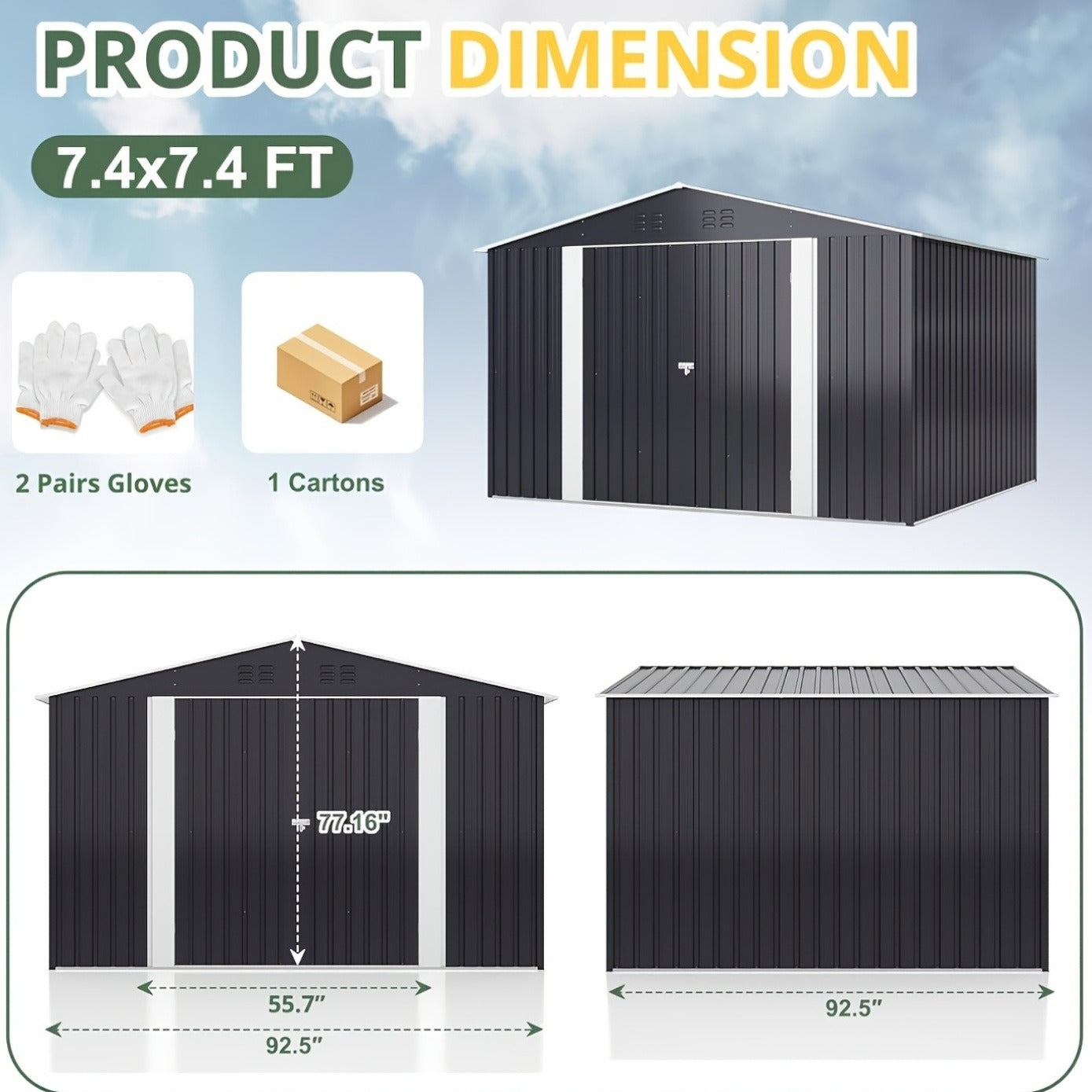 Polycarbonate Greenhouse Kit with Frame, for Garden, Patio and Yard Use, with the Listed Configuration