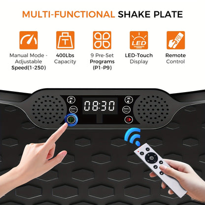 Vibration Plate Exercise Machine 2025 Upgraded – 400 lb Capacity, LED Touch Screen & Remote Control, 9 Preset Programs
