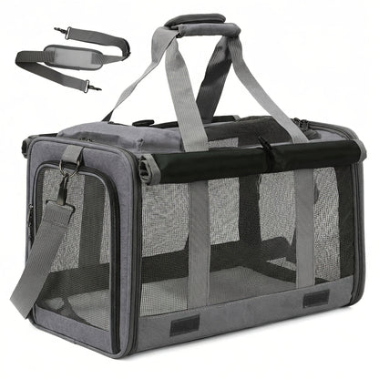 Soft-Sided Mesh-Panel Pet Carrier with Privacy Cover and Nine Color or Accessory Bundle Options