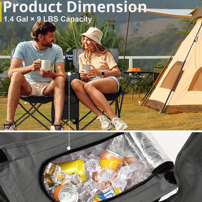 Folding Fishing Chair with Sun Umbrella – 2-Seat Portable Outdoor Chair, Iron Alloy Frame & Oxford Fabric, Built-In Storage Bag & Carry Bag