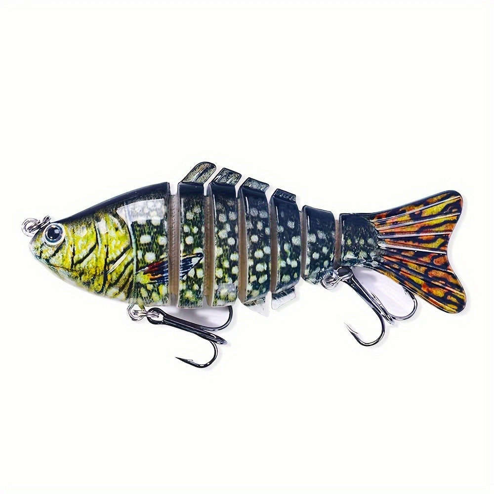 Fishing Lure Set 15-Piece Multi-Jointed Swimbaits with Segmented Bodies, Two Treble Hooks and Fifteen Fish Patterns