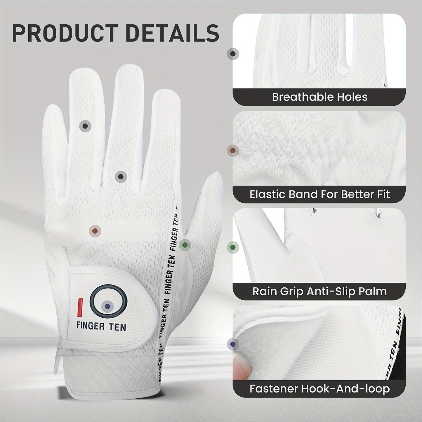Wet Weather Golf Gloves Rain Grip 3-Pack for Men | Breathable Water-Resistant Golf Gloves for Left & Right Hand