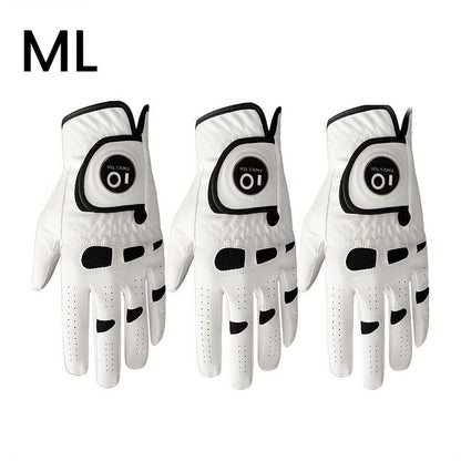 Men's Golf Glove Left Hand 3 Pack with Ball Marker – WeatherSof Soft Grip Cabretta-Style Golf Gloves for Men, Buckle Closure