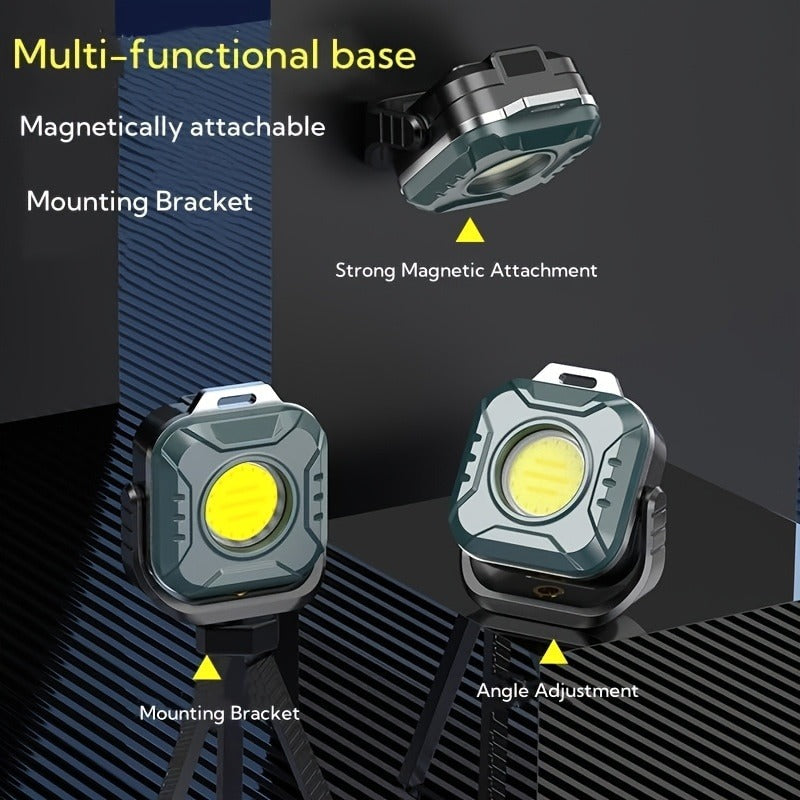 Compact Square COB Work Light with Hanging Loop, Pivoting Stand and One-, Two- or Four-Piece Options