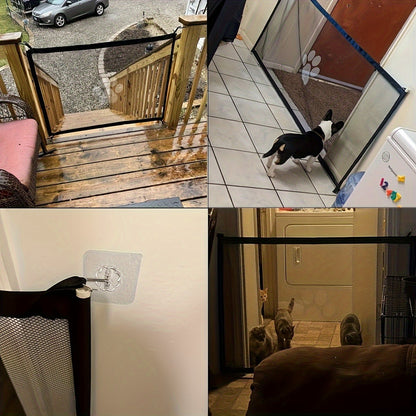 Pet Gate Folding Mesh Dog Safety Fence Isolation Net – Portable Collapsible Pet Barrier for Doorways Stairs Cars