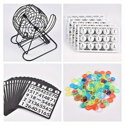 Bingo Game Set Metal Cage Lottery Machine Vintage Desktop Bingo Caller Kit for Family Game Night Party Adults Kids Birthday Holiday