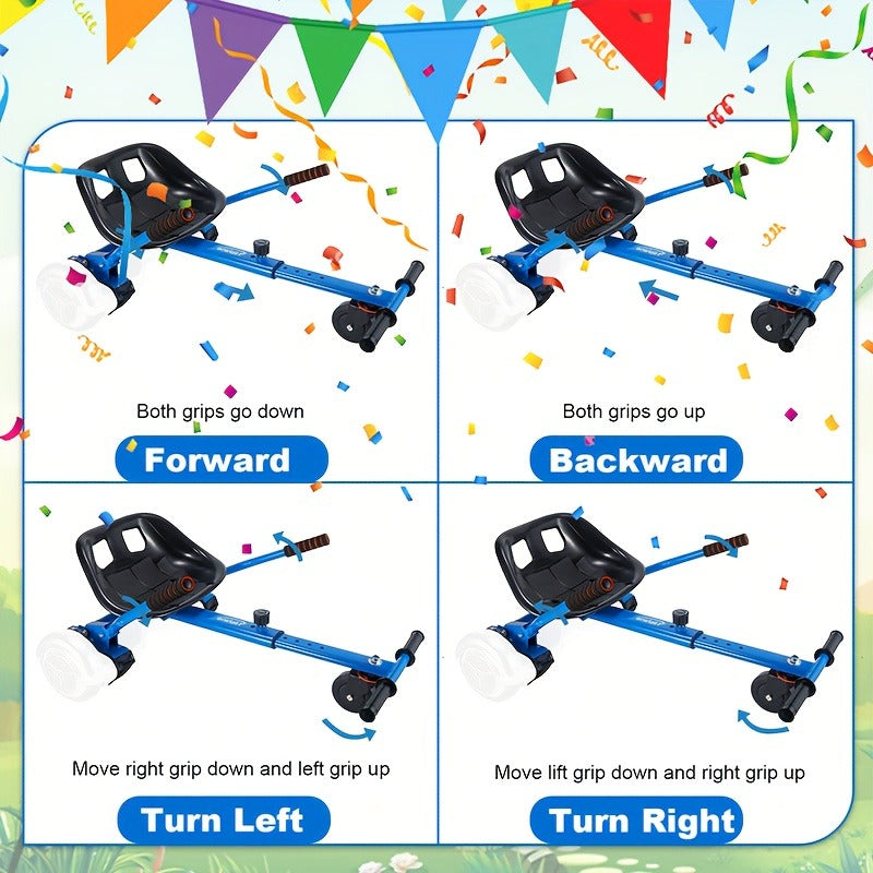 Hoverboard Go Kart Seat Attachment Kit for Kids 6.5"-10" Self Balancing Scooter Conversion Accessories with Off-Road Tires