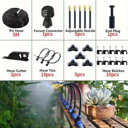 Drip Irrigation Kit Automatic Watering System Garden Sprinkler Misting Atomization Hose 5m, 20m