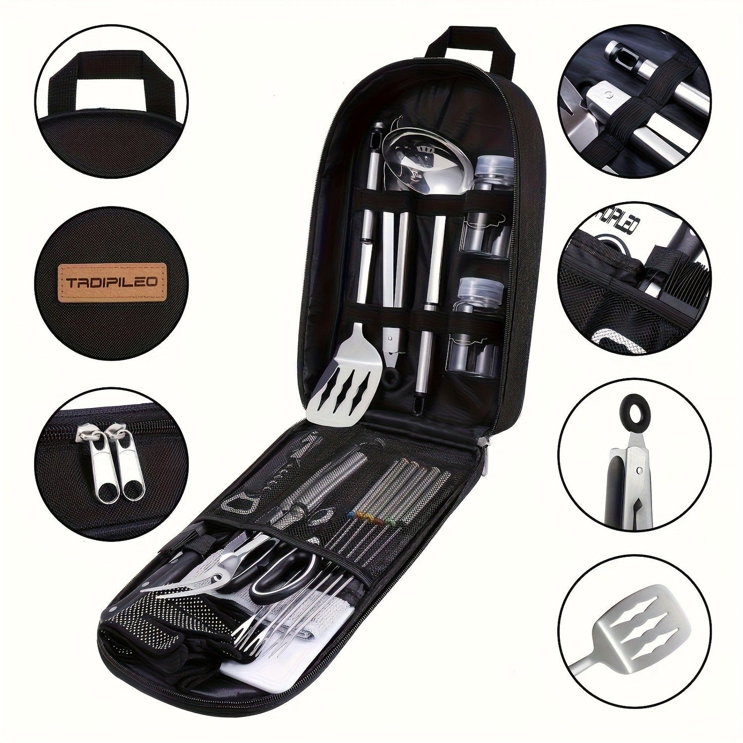 Camping Cookware Set Outdoor Kitchen Cooking Kit – Essential Camp Gear for Barbecue, Meal Prep & Outdoor Cooking at Campsites & Parks