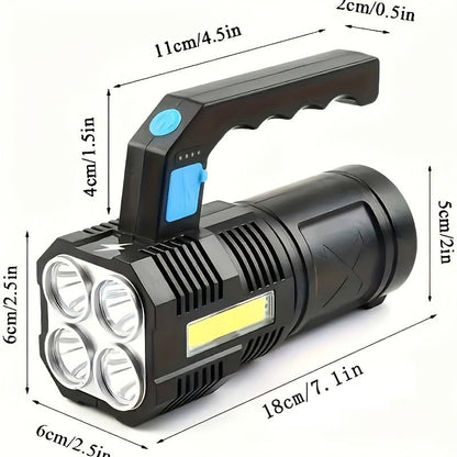 Flashlight 2-Pack Four-LED Handheld Searchlights with Four Modes, USB Charging and Power Display