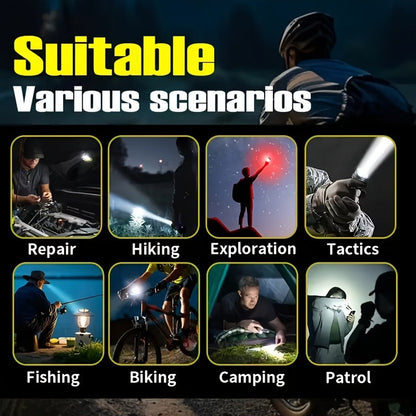 Flashlight 4500-Lumen Fresnel Lens Rechargeable Hand Torch with Six Modes in Two Model Options