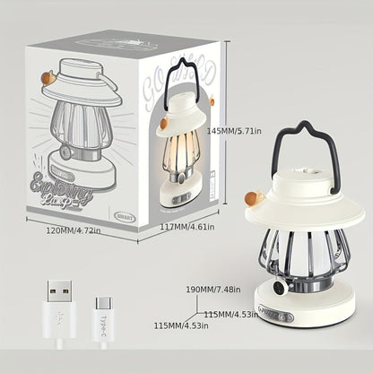 Camping Lantern Rechargeable LED, Snail Design Portable Camp Light with 3 Color Modes & Dimming, USB & Battery Dual Power