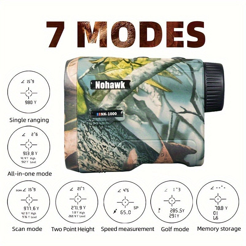 Laser Rangefinder 1000M USB Rechargeable – Hunting & Golf Range Finder with Speed, Altitude & Slope Compensation | M/Yard Switch