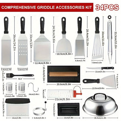 17-, 34- or 41-Piece Teppanyaki BBQ Tool Set with Griddle Spatulas, Press Domes and Carry Bag