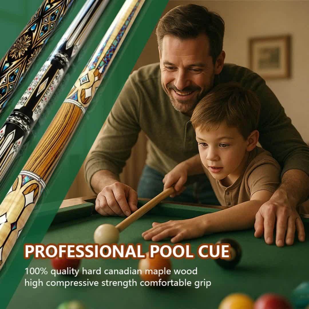 Vintage Maple Pool Cue Stick 58 Inch 20oz – Classic Retro Design Billiard Cue with 3 Style Options – Perfect Gift for Dad