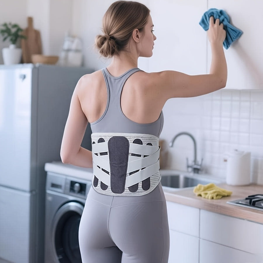 Lumbar Support Belt for Men & Women – Adjustable Lower Back Brace with Aluminum Alloy Reinforcement, Breathable Hook-and-Loop Waist Support