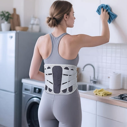 Lumbar Support Belt for Men & Women – Adjustable Lower Back Brace with Aluminum Alloy Reinforcement, Breathable Hook-and-Loop Waist Support