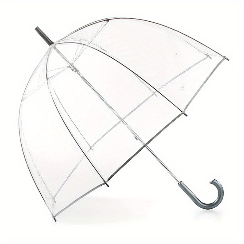 Clear Dome Bubble Umbrella 2 Pack Windproof Rainproof Auto Open 47 Inch Wide Canopy 8-Rib PVC Transparent Umbrella for Weddings Proms