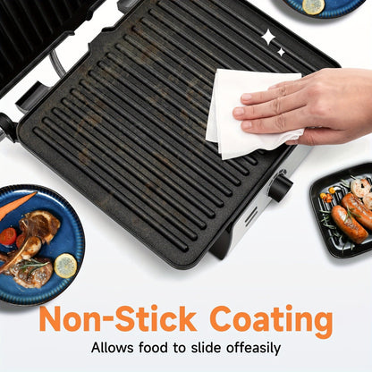 Sandwich Maker 3-in-1 Mini Indoor Grill & Panini Press, Non-Stick 180° Opening, Floating Hinge, 60-Min Timer