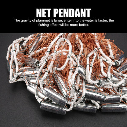 Saltwater Casting Net Set with Fish Basket – 12-Foot Diameter, 0.12" Mesh, Heavy-Duty Zinc-Plated Lead Sinkers for Rapid Sinking