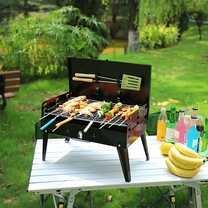 Portable Charcoal BBQ Grill Foldable – Lightweight Compact Outdoor Smoker Grill for Camping, Picnics, Hiking & Backyard Barbecue