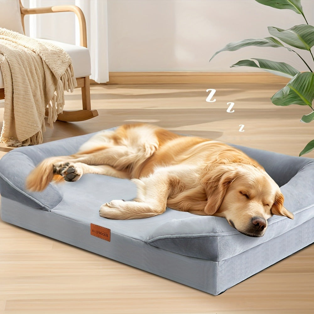 Orthopedic Dog Bed with Removable Washable Cover – High-Density Foam Dog Sofa Couch Bed, 4-Sided Bolster, Nonskid Bottom