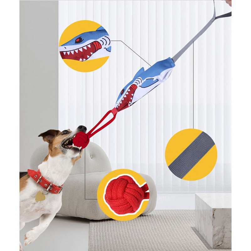 Dog Tug Rope Toy with Knotted Ball & Squeaker Interactive Tug-of-War Chew Toy for Medium Large Dogs – Training Rope Ball Toy in Corn Eagle