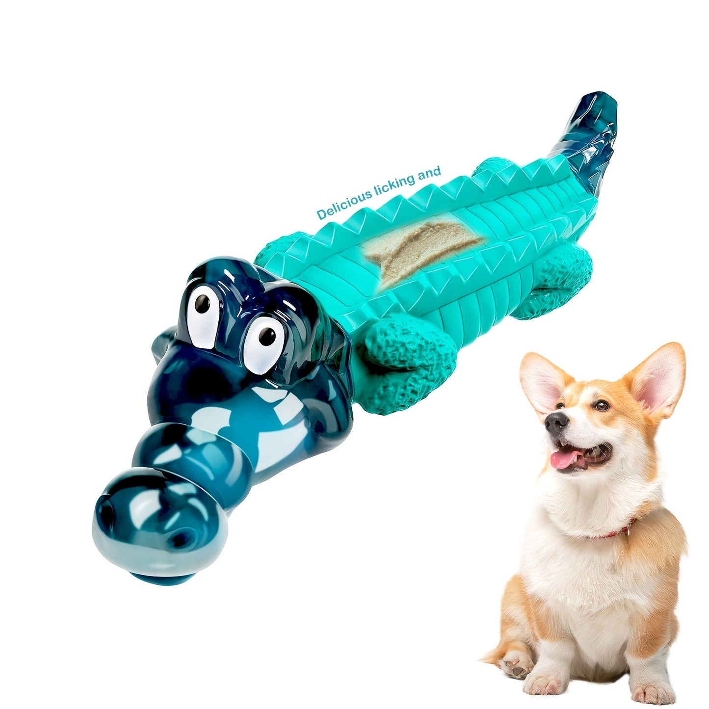 Indestructible Dog Chew Toy for Large & Medium Dogs – Tough Rubber Crocodile Chew Toy with Milk Flavor & Dental Ridges