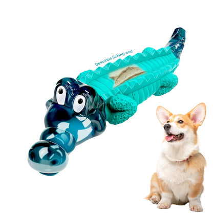 Indestructible Dog Chew Toy for Large & Medium Dogs – Tough Rubber Crocodile Chew Toy with Milk Flavor & Dental Ridges