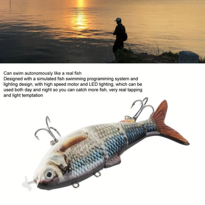 Electric Robotic Swimbait with USB Rechargeable LED Light – Multi-Jointed Wobbler Swimming Fishing Bait, Realistic Robot Fish Lure for Bass
