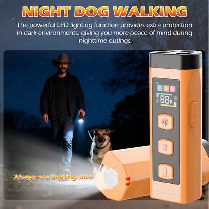 65ft Long-Range Dog Repeller – Triple-Head Ultrasonic Bark Deterrent, Powerful Soundwave Technology, USB Rechargeable Portable Handheld