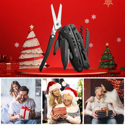 18-in-1 Stainless Steel Multitool Pocket Knife – Pliers, Scissors, Saw, Corkscrew & 9 Screwdrivers with Safety Lock & Nylon Sheath